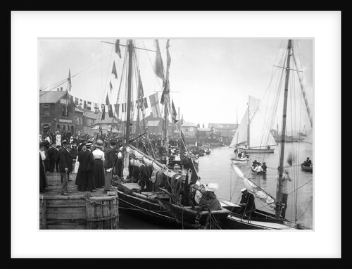 A view across Pearson's Quay along the shore of the River Colne at Rowhedge during an unidentified festival by Smiths Suitall Ltd.