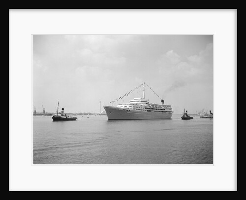 A port bow view of 'Southern Cross' (1955) under tow leaving Southhampton by unknown