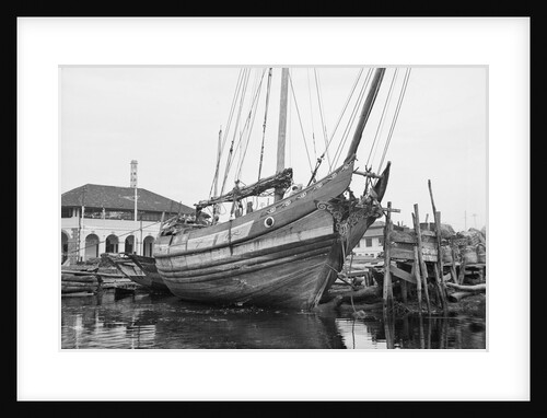 A peaked stern Twaqo type junk berthed at Singapore by David Watkin Waters