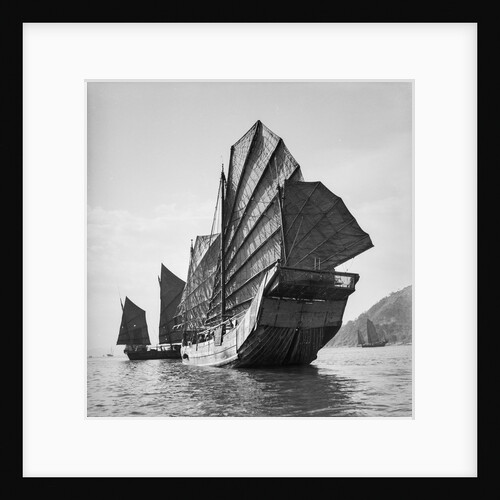 A port quarter view of the Yeungkong fisher type junk with the port number 227HA under sail at Aberdeen, Hong Kong. by David Watkin Waters