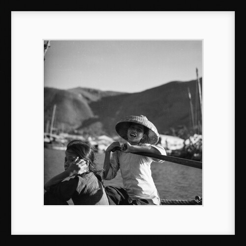 Two young sampan girls at Aberdeen, Hong Kong by David Watkin Waters