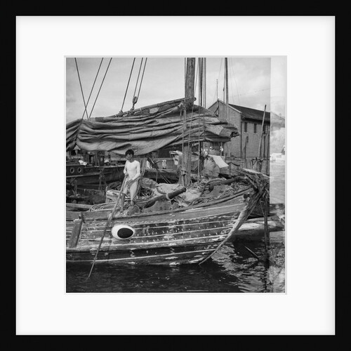 A close view of the starboard bow of a Swatow trader type junk at Kowloon, Hong Kong by David Watkin Waters