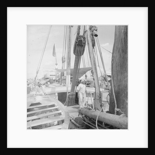 On board an Indian kotia type dhow anchored at Colombo, Ceylon by David Watkin Waters
