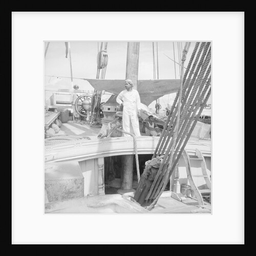 On board an Indian kotia type dhow anchored at Colombo, Ceylon by David Watkin Waters