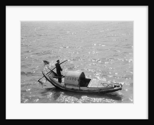 A starboard broadside view of the sampan numbered 1170 being sculled at Shanghai by David Watkin Waters