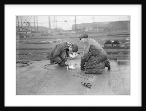 Robert the Bruce. Two welders at work aboard the vessel. by unknown