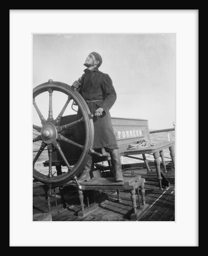 'Pommern' (Fi, 1903), 4-masted barque, Peter Karney at the wheel, steering by the wind by unknown