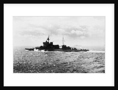 Battleship HMS 'Warspite' (1913) under way at sea off Cape Wrath in June 1943 by unknown