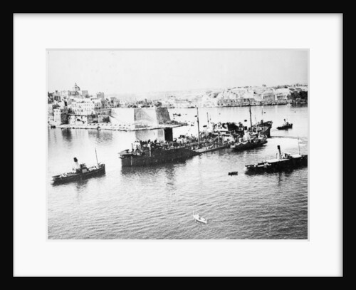 Tanker 'Ohio' (Br, 1940) under tow in Grand Harbour, Malta, with heavy damage received during Operation Pedestal by unknown