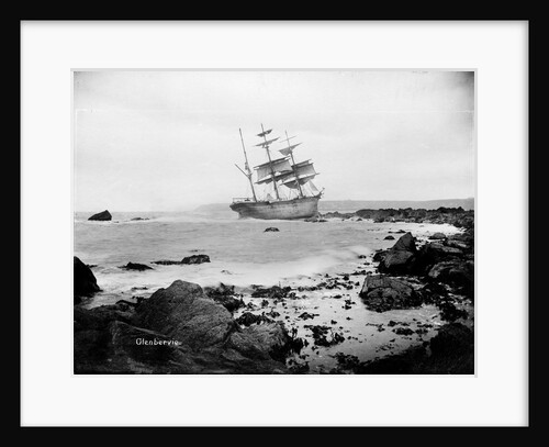 Starboard stern view of the sailing barque Glenbervie (1866) ashore when she ran aground by Gibson & Sons of Scilly