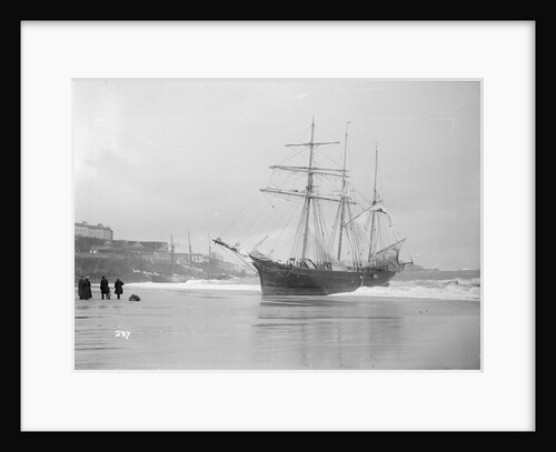 The schooner Mary Barrow (1891) on the beach by Gibson & Sons of Scilly