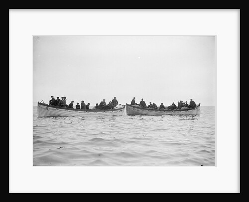 The crew in two lifeboats from the King Cadwallon (1900) by Gibson & Sons of Scilly