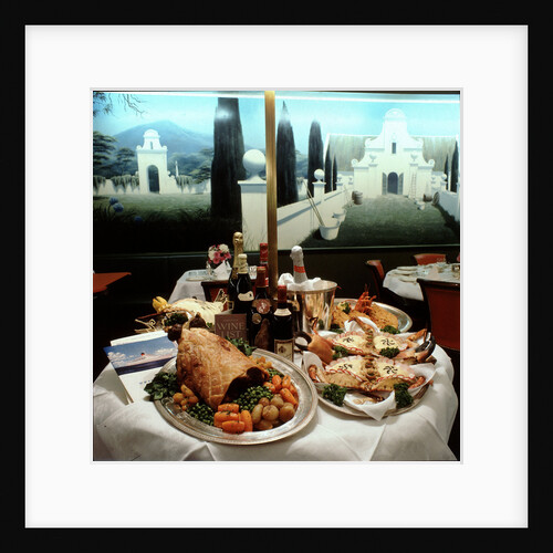 Dinner table spread aboard Union-Castle liner 'Transvaal Castle' by Marine Photo Service