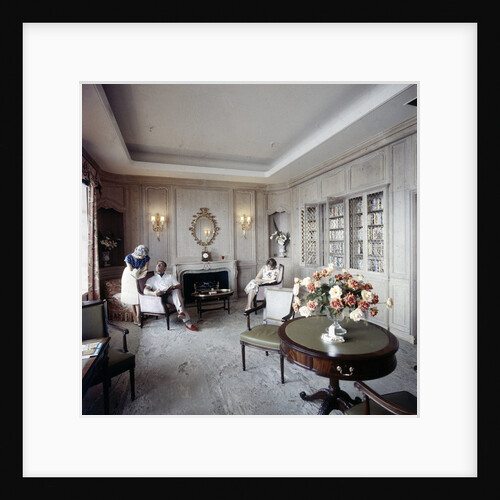 The ship's reading room offers quiet relaxation for passengers aboard an unspecified cruise liner by Marine Photo Service