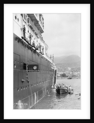 Crews painting the 'Orontes' at Madeira by Marine Photo Service