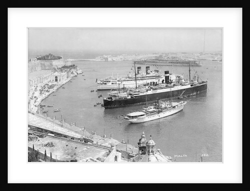 'Arandora Star' and the Donaldson Liner 'Letitia' in Grand Harbour, Valletta, Malta by Marine Photo Service