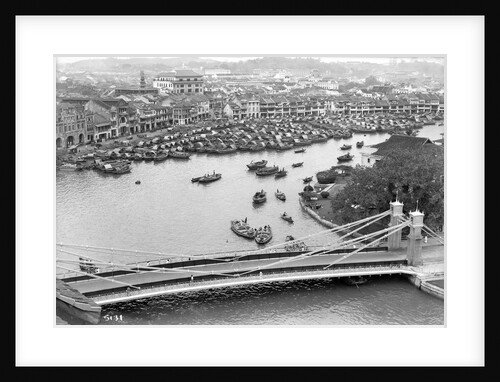 Boat Quay, across the Singapore River, featuring rows of traditional Indian shophouses by Marine Photo Service