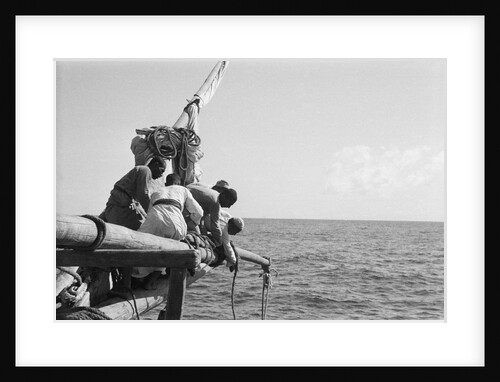 The crew take soundings on the homeward voyage from Bahrain by Alan Villiers