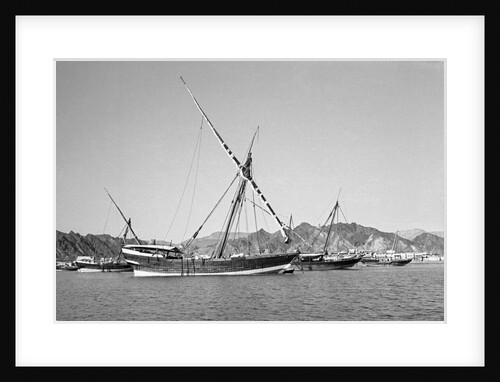 Indian dhows lying at anchor at Mutrah by Alan Villiers