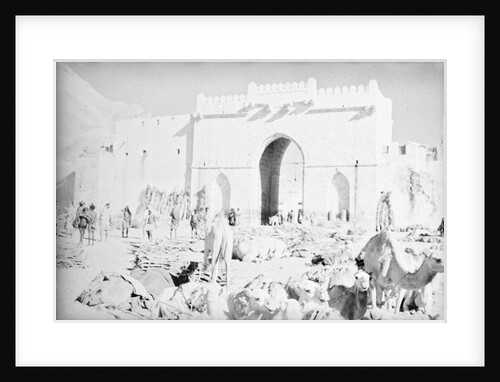 Mukalla West Gate camel park by Alan Villiers