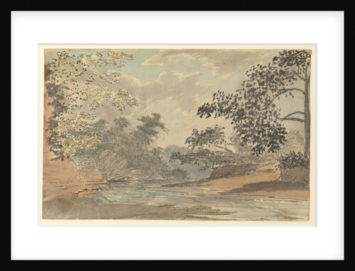 View up a river with wooded banks by Gabriel Bray