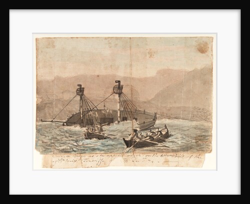 [The E]xpedition Brigg as she appeared wreck'd on the W[este]rn Point of the [island] of Sta Cruiz Teneriffe A[dV pr ]GB - December 1774 by Gabriel Bray