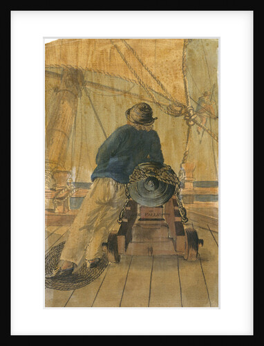 Seaman leaning on a gun on the 'Pallas' by Gabriel Bray
