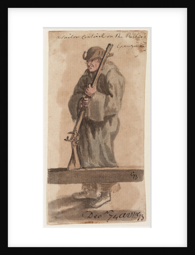 A sailor sentinel on the 'Pallas's' gangway by Gabriel Bray