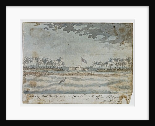 A View of Fort Apolonia & the canoe landing the officer thro' the Surf, March 1775 by Gabriel Bray