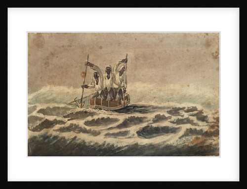 African canoe paddling through surf by Gabriel Bray