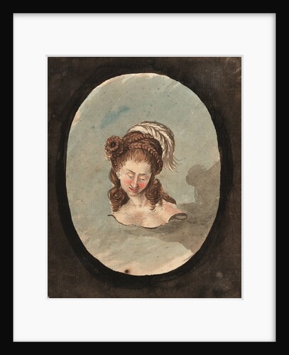 Head and shoulders of a woman with a feather in her hair by Gabriel Bray