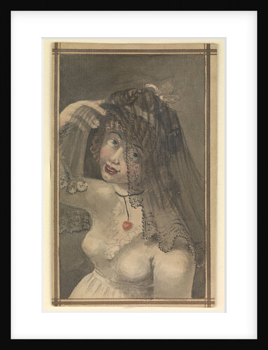 Half-length view of a girl in a white dress and black veil by Gabriel Bray