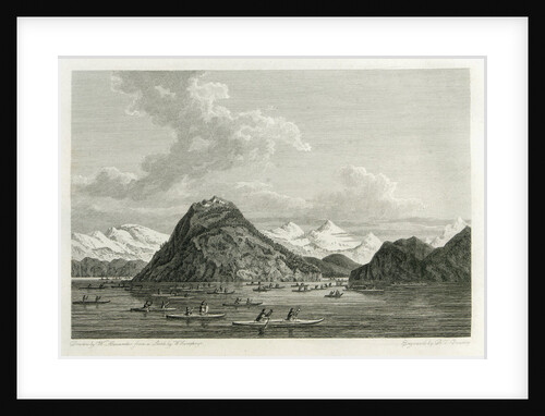 Islanders canoeing round a small island by William Alexander
