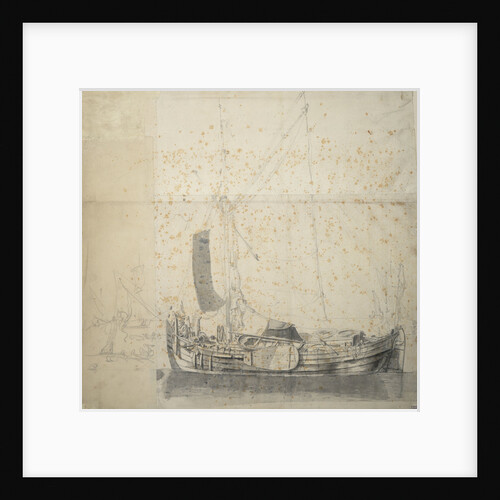 Study of a wijdschip lying at a buoy by Willem van de Velde the Elder