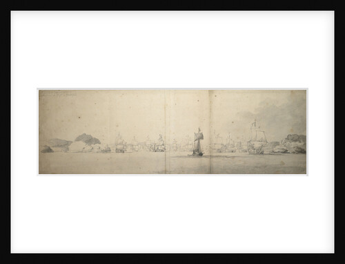 The Dutch Indiamen attempting to sail out of Hjelte fiord, 25 August [OS] /4 September 1665 by Willem van de Velde the Elder