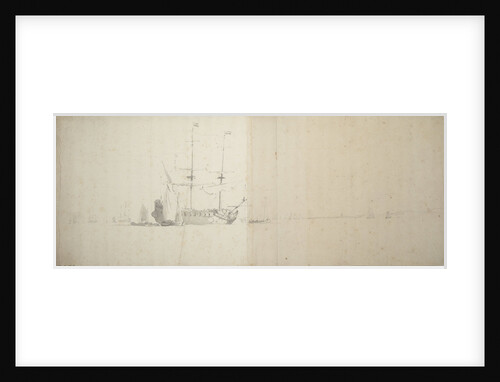 A Dutch ship at anchor off the land by Willem Van de Velde the Younger