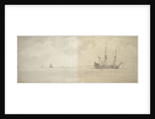 A Dutch man-of-war at anchor by Willem Van de Velde the Younger
