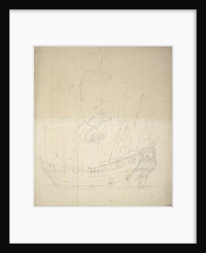 Portrait of the 'Leopard', 6 guns, was a fireship, purchased in 1672 and expended in 1673. by Willem van de Velde the Elder