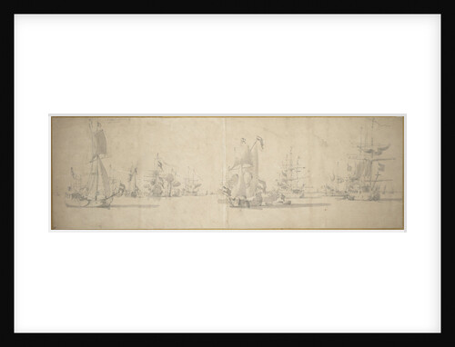 The Dutch fleet at anchor near the coast by Willem van de Velde the Elder