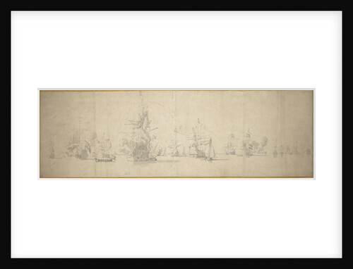 The Dutch fleet at anchor near the coast by Willem van de Velde the Elder