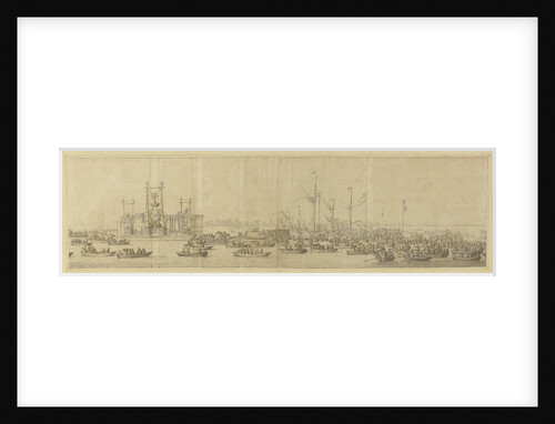 The decorated pontoon before Whitehall by Willem van de Velde the Elder