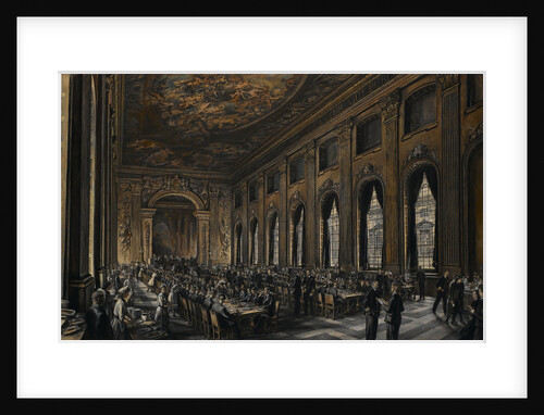 Officers dining in the Painted Hall during WWII by Muirhead Bone