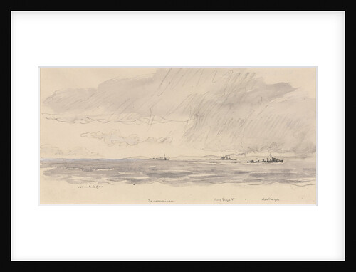 HMS 'King George V' at sea, edge of a storm by Muirhead Bone