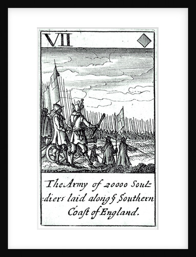 1588 Armada Playing Cards, VII of Diamonds. 'The Army of 20000 souldiers laid along ye Southern Coast of England' by unknown