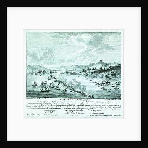 Print of Lord Exmouth's fleet at the City of Algiers, 27th August 1816 by de Bourville