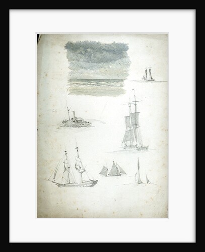 Study of Sea and Sky, Sailing Ships and a Paddle Steamer by William Lionel Wyllie