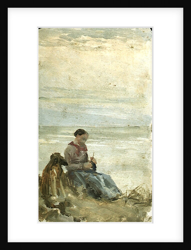 A Woman Seated in Sand Dunes Overlooking the Sea by William Lionel Wyllie