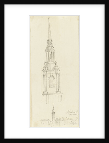 Shadwell church, and an enlargement of the spire, 5 December 1826 by Edward William Cooke