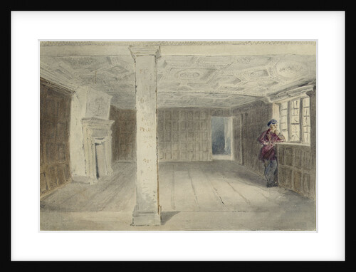 View of an unfurnished room with ornate ceiling by Edward William Cooke