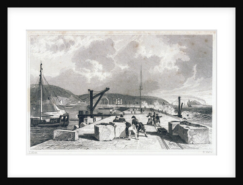 Plymouth Breakwater from the West by Thomas Allom